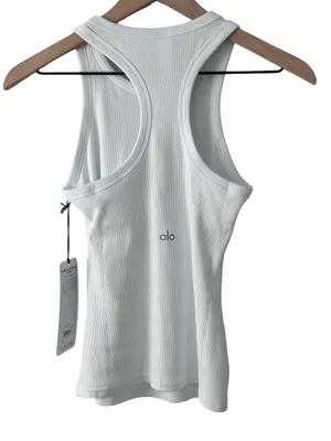 Alo Yoga white Ribbed Devoted Tank XS NWT thumbnail 6