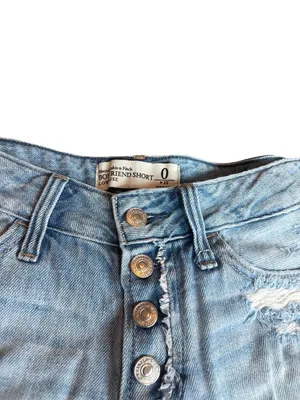 Abercrombie & Fitch Boyfriend Shorts Low Rise Light Wash Denim Button Fly Size 0 thumbnail 2