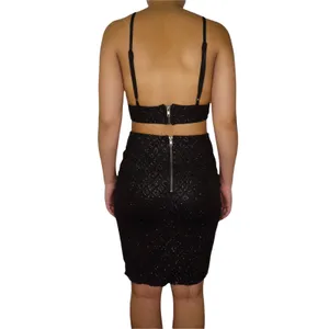 UO Babyboo Black Sparkly Sexy Two Piece Set Tank & Mini Skirt Small thumbnail 2