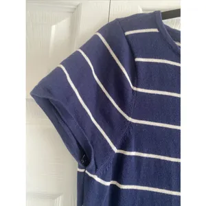 Andrew Marc Striped Sweater Dress Womens Size L Navy Blue Nautical Cotton Wrap thumbnail 3