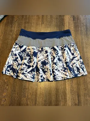 Lole Skort - Black/White Strip Navy Floral Pleats Active Golf Tennis - Size S thumbnail 2