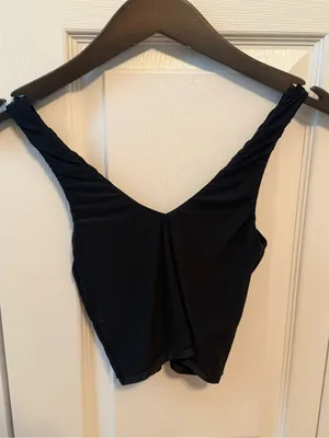 Aerie Smoothez Double V Tank in Black thumbnail 2