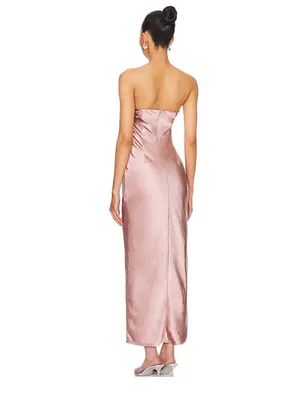 More To Come- Emma Strapless Satin Slip Dress in Blush Size XXS thumbnail 3