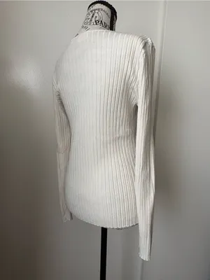 Cyrus Ribbed Crew-Neck Sweater in Cream thumbnail 2