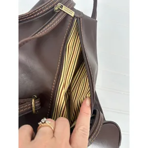 Tuscany Leather Backpack Purse Women OS Brown Leather Handmade Italy Sling Zip thumbnail 10