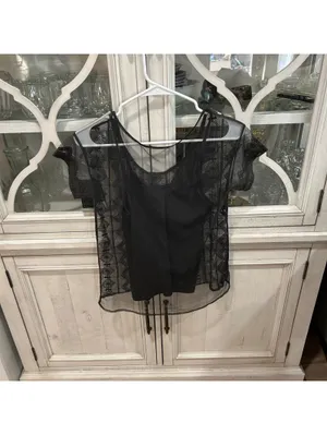 American Eagle Dark Gray Y2K Sheer Embroidered Mesh Top + Cami XS Dark Romantic thumbnail 4