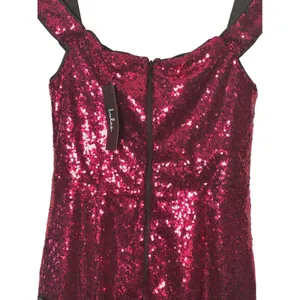 Lulus Womens Mini‎ Dress S Magenta Sequin Off Shoulder Notched Glam Party MF2812 thumbnail 5