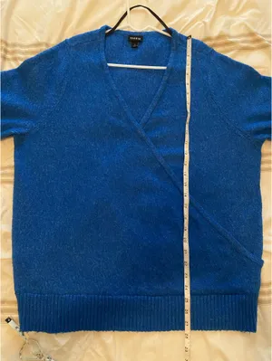 Torrid Blue Vegan Cashmere Pullover V-Neck Surplice Sweater thumbnail 7