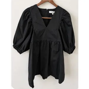 Hunter Bell Women's "Maya" Black Cotton‎ Puff Sleeve Poplin Dress Size S thumbnail 3