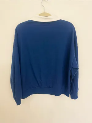 ROMWE Boston Blue Pullover Sweatshirt with White Collar women Size Small thumbnail 2