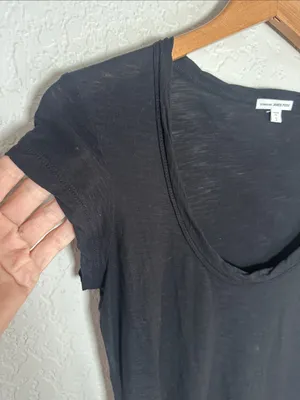 Standard James Perse Black Tissue Tee Scoop Neck Cap Sleeve T-Shirt Minimalist thumbnail 4
