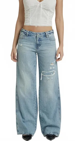 Pacsun Casey Low Rise Baggy Jeans Ripped Indigo NWT Size 24 thumbnail 1