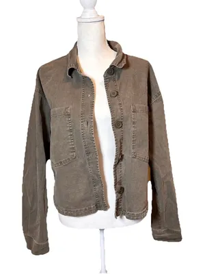 Z Supply Utility Jacket Large Olive Green‎ Button Front Cotton Blend Lightweight thumbnail 1