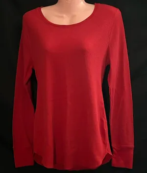Old Navy Women’s Red Long Sleeve Ribbed Top SZ LG thumbnail 1