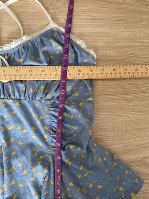 Free People XL Sammi Tank Top Blue Floral Peplum Babydoll Coquette Preppy thumbnail 8