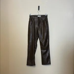 Abercrombie & Fitch The 90’s Straight Ultra High Rise‎ Faux Leather Pant Size 27 thumbnail 3