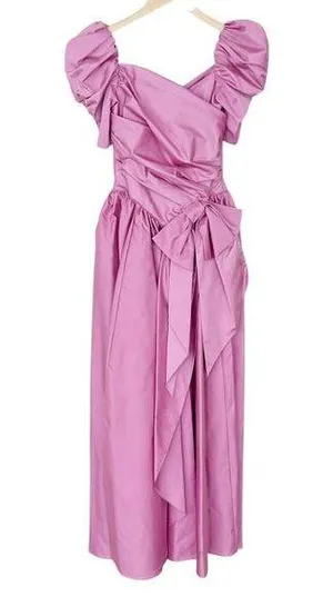 Vintage 80s Pink Puff Sleeve Gown Prom Bridesmaid Sz S thumbnail 1