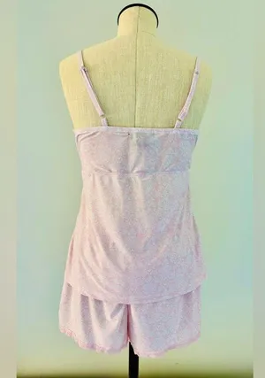 Rene Rofe 2 Piece Pajama Shorts Set Pink and White size Medium thumbnail 4