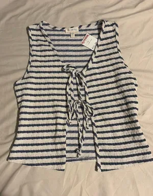 See You Monday TJ Maxx Striped Blue Top thumbnail 1