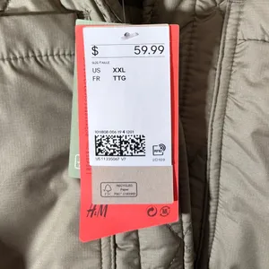 H&M NEW Women's Size XXL Green Diamond Quilted Button-Front Shirt Jacket Shacket thumbnail 5