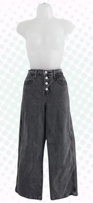 Levi's Charcoal Gray Mile High Cropped Wide Leg Jeans Size 25 thumbnail 1