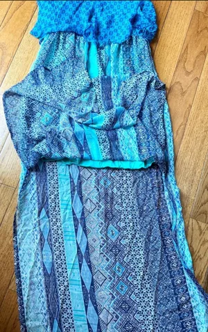 Speechless BOHO Blue Sleeveless Aztec Design Summer Dress Back Straps size xS thumbnail 7