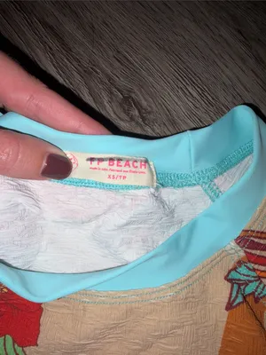 Free People Beach Floral Bikini Swim Top in Orange and Turquoise thumbnail 3