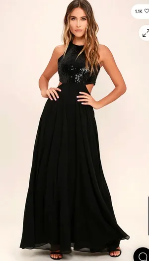 Lulu's Nothin' But Love Black Sequin Maxi Dress thumbnail 1
