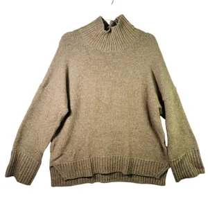 Abercrombie & Fitch Mock Neck Sweater‎ Tan Beige Wool Blend Knit Large Oversized thumbnail 1