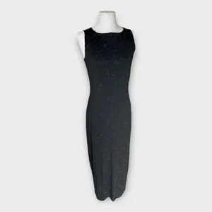 Vintage 90s City Triangles Sleeveless Beaded Maxi Dress Goth Punk Witchy Medium thumbnail 2