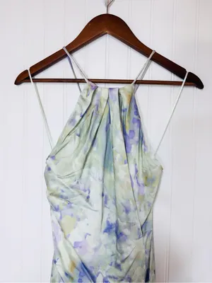 ASTR the Label Elynor Watercolor Halter Maxi Dress Medium Pastel Wedding Guest thumbnail 5