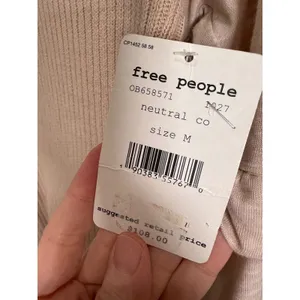 Free People Zou Bisou Sweater Dress Beige Ruffle Sleeve M‎ NWT Boho Chic thumbnail 6