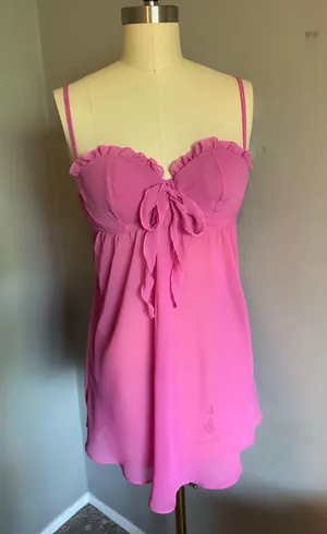 Pink Ruffle Babydoll Slip Dress thumbnail 1