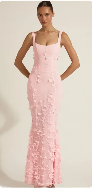 Oh Polly Vasanta Embellished Fishtail Corset Gown Maxi Dress in Pink size 2 thumbnail 1
