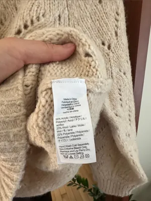 J. Crew Pointelle Crewneck Sweater Heather Cream Tan Size S thumbnail 5