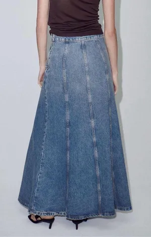 Zara skirt denim jeans flared boho hippie casual thumbnail 7