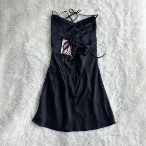 Hello Molly Famous Fit Satin Mini Dress Black thumbnail 4