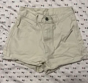 John Galt Cream Denim Shorts thumbnail 1