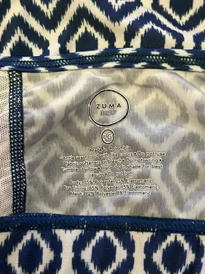 Zuma Blu Bikini Swim Top Womens Large Blue Ikat Racerback Athletic thumbnail 6