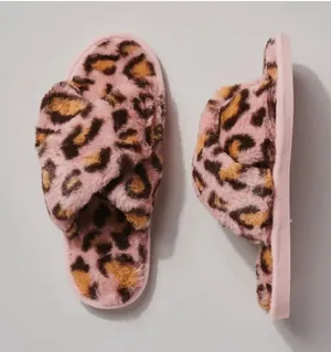 Boutique Leopard Print Fuzzy Slippers for Women thumbnail 1