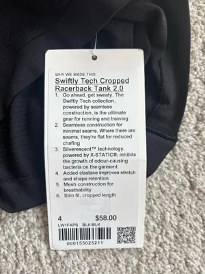 Swiftly Tech Cropped Racerback Lululemon Tank Top thumbnail 5