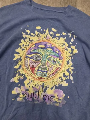 Sublime Graphic Sweatshirt 2XL Unisex Crewneck Blue Sun Face Design Pullover thumbnail 4