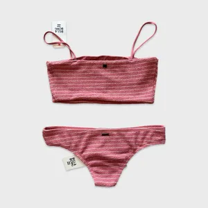 NWT Billabong Summer High Tank Bikini Set Pink Textured Medium Summer Beachy thumbnail 8