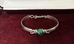 Sterling Silver Malachite Hook Bracelet  thumbnail 2