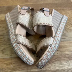 DV by Dolce Vita Women's 8 Electric Raffia Wedge Sandals Open Toe Brown Beige thumbnail 5