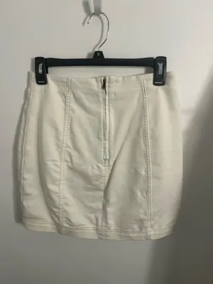 Free People White Bodycon Denim Skirt thumbnail 5