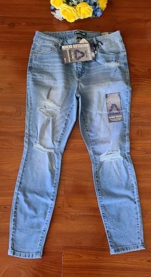 Indigo Fusion Distressed Jeans Size 14 thumbnail 1