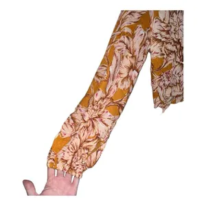 B.O.G Band of the‎ Free Long Sleeve Mini Dress Gold Blush Pink Floral Medium New thumbnail 6