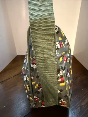 Disney's Mickey Mouse Olive Green Canvas Print Hand Shoulder Bag Purse thumbnail 3