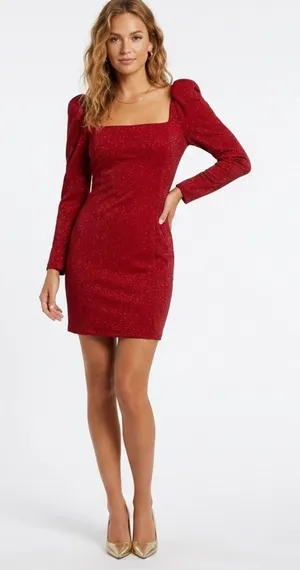 NEW 1. State RED Dress LARGE stretch cocktail party thumbnail 1